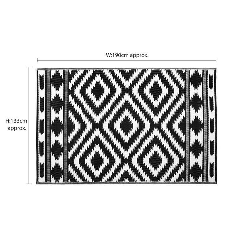 Gracie Oaks Juba Black/White Indoor / Outdoor Rug Wayfair.co.uk